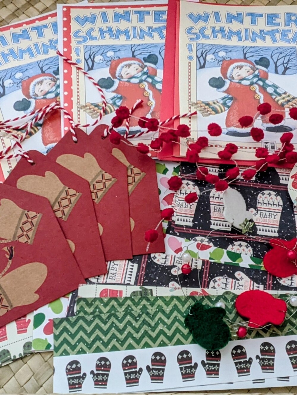 Winter Mittens Themed Craft Paper & Embellishments